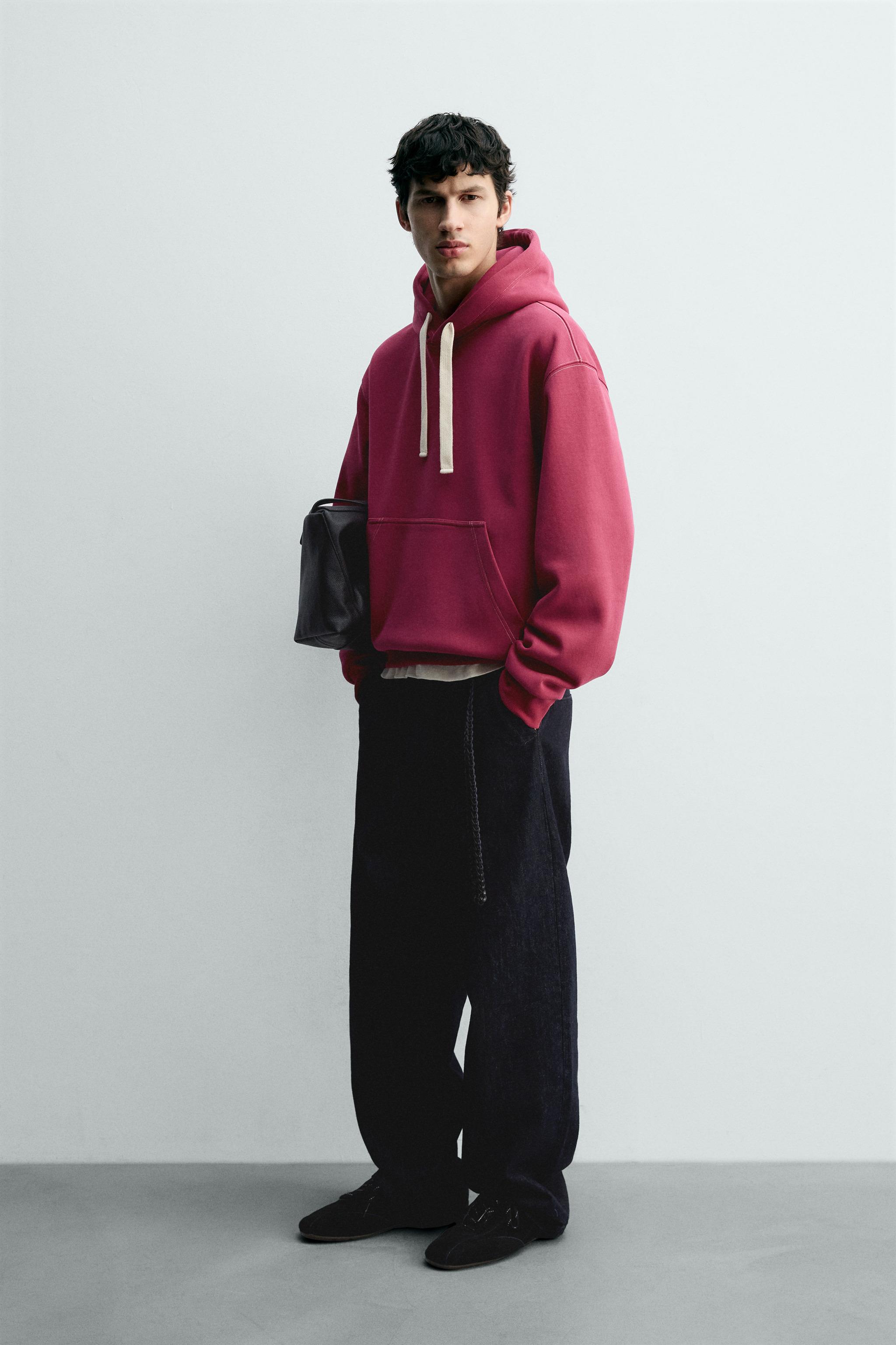 TOPSTITCHED HOODIE SWEATSHIRT